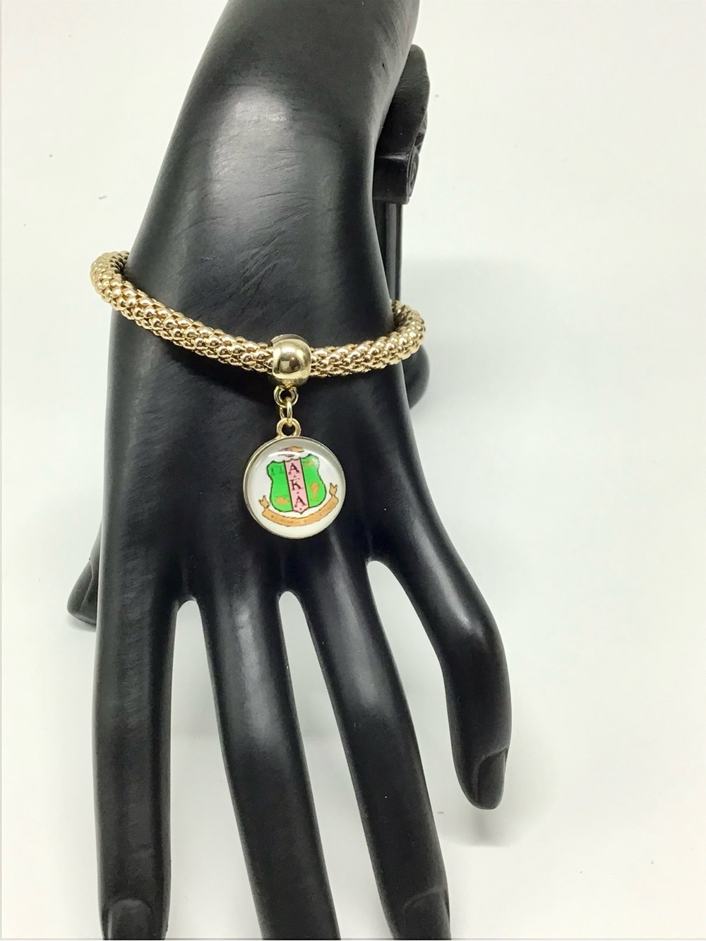 Alpha Kappa Alpha Gold-Tone Stretch Bracelet